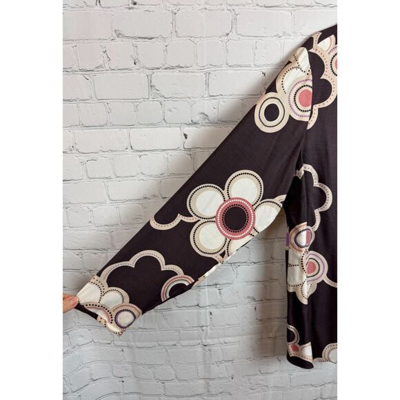 BODEN brown floral viscose silk blouse tunic top size 16 - Picture 4 of 7